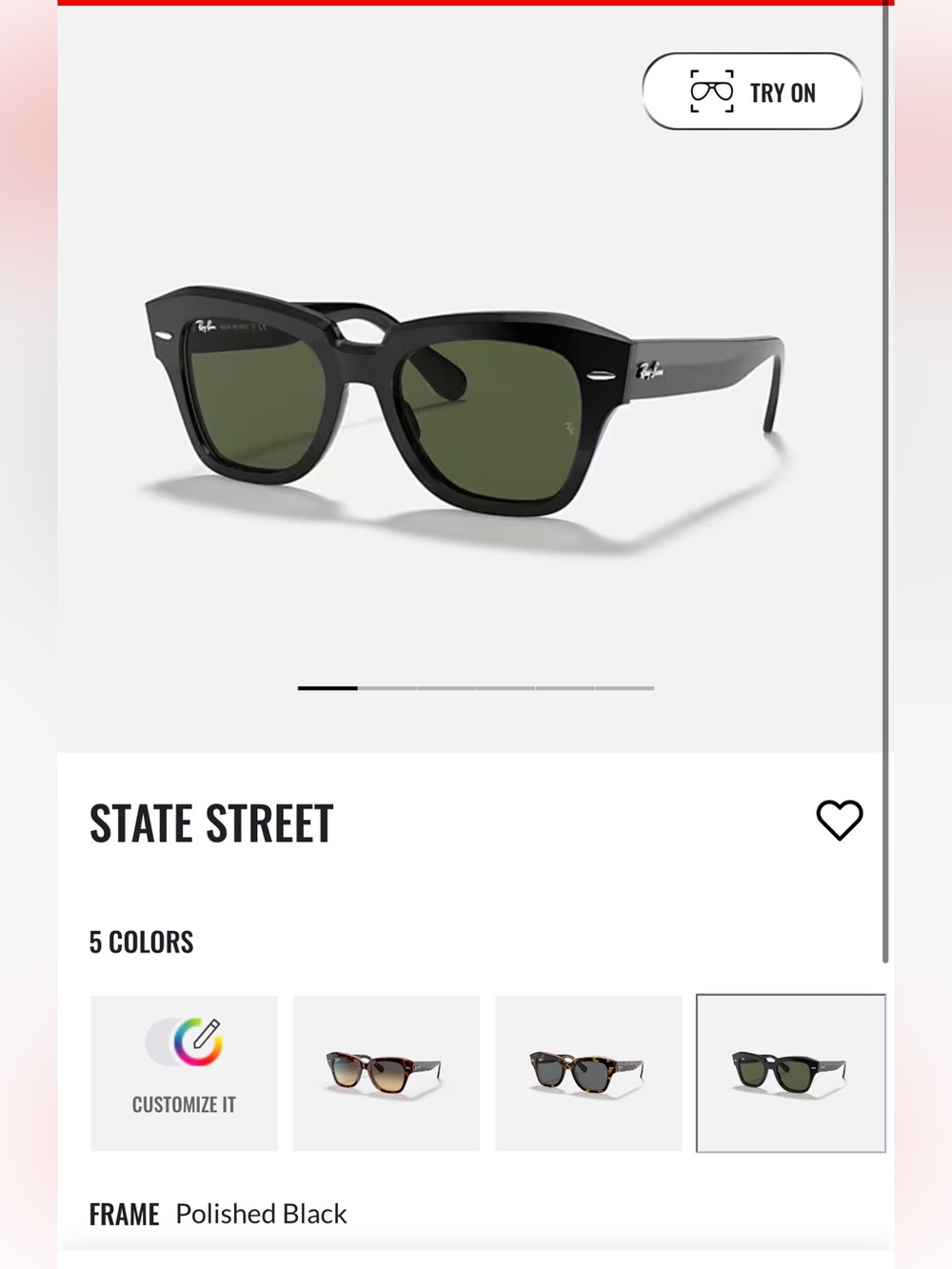 Ray-Ban State Street Polished Black with Green Lenses